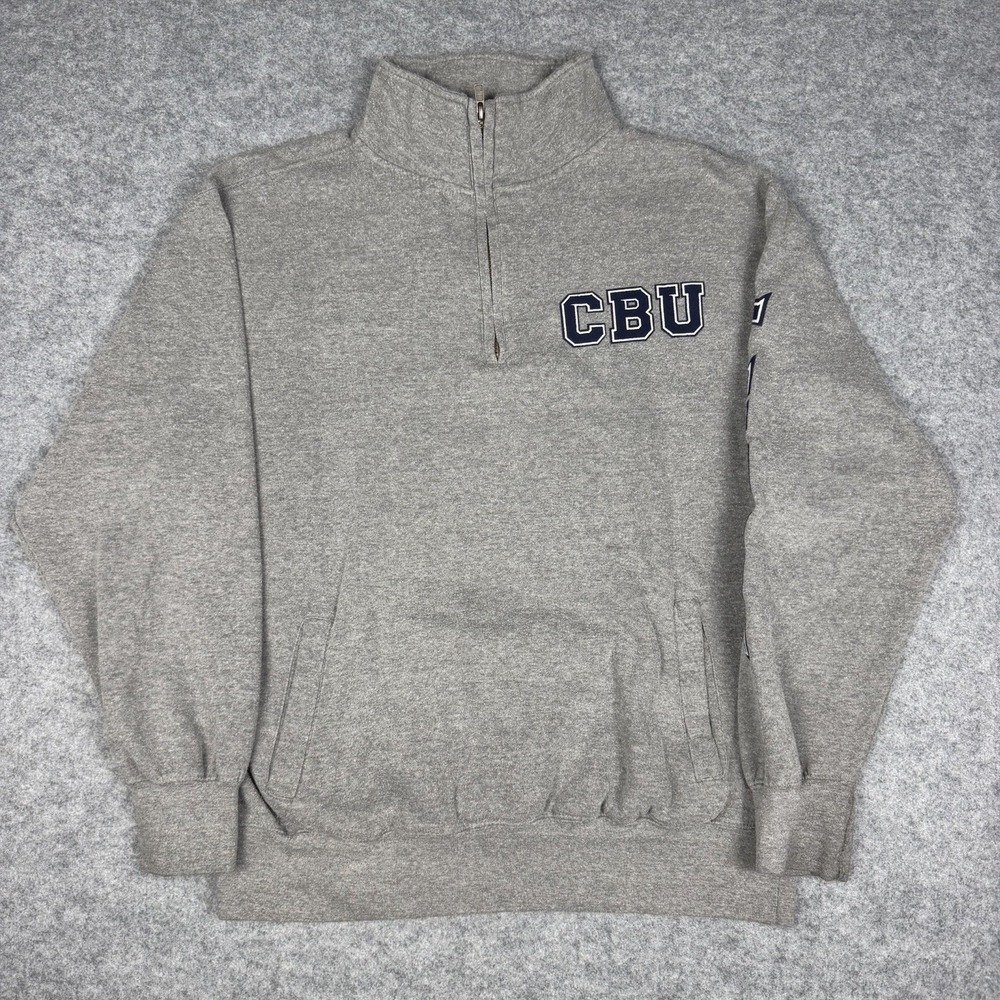 MV Sport CBU California Baptist University 1/4 Zip Pullover Sweatshirt Gray S